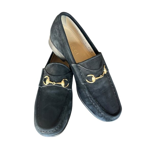 Vintage Gucci Black Suede Horsebit Loafers - Size 6.5 - Picture 2 of 16